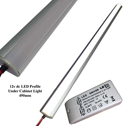 490mm LED Corner Profile with 2.4w Cool White 12v 3528 SMD LED Strips &amp; 12w LED Driver