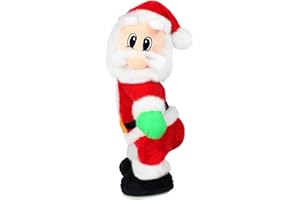 QUXV Pere Noel Qui Twerk, Pere Noel Qui Danse avec Musique, Poupée en Peluche Animée de Noël Chantant des Chansons en Anglais, Jouets de Noël pour Enfants