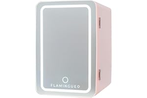 Flamingueo Nevera Pequeña 6,5L - Mini Nevera Espejo y Luz LED, Nevera 12V/220V, Función Frío y Calor, Nevera Cosmeticos, Nevera Skincare, Mini Fridge