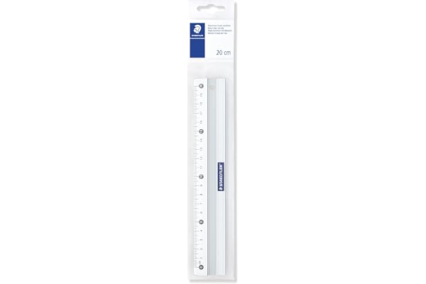 STAEDTLER Mars 563 Aluminiumlinjal – 20 cm, halkfri | Okrossbar måttlinjal med halkfri yta – för skola & kontor – Art.-Nr. 56