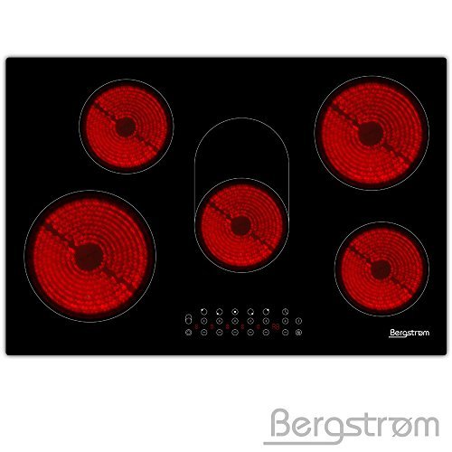 BERGSTROEM Glaskeramik Kochfeld 77cm Glaskeramikkochfeld 8500W Touch 5 Zonen autark Bräterzone