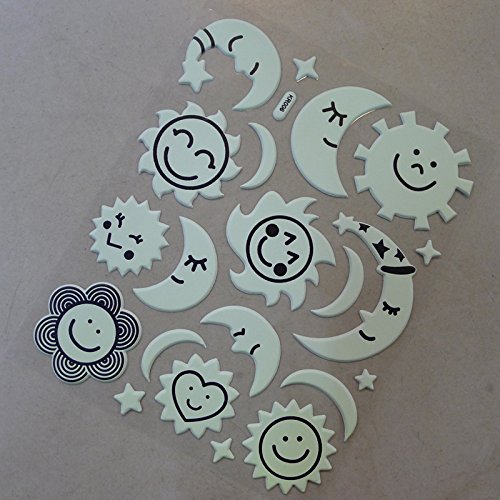 Leuchtsticker für Sternenhimmel Wandsticker, Fluoreszierend, im Dunkeln leuchtend / Sonne Mond uns Sterne - 2