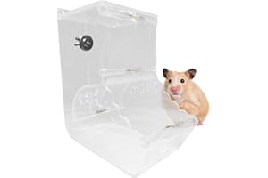 Benixmidart Automatic Hamster Feeder, Clear Acrylic Automatic Pet Feeder, Hamster Food Bowl Guinea Pig Food Dispenser for Small Animal Feeding & Watering Supplies (L)
