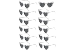 YISIZES 12 Pack White Love heart Shape Sunglasses, Funny Sunglasses Ladies Novelty Eyewear for Wedding Hen Do Party Birthday, Photo Shoot Accessories for Women Men Adults Teenager Grils Bride Bridesmaid