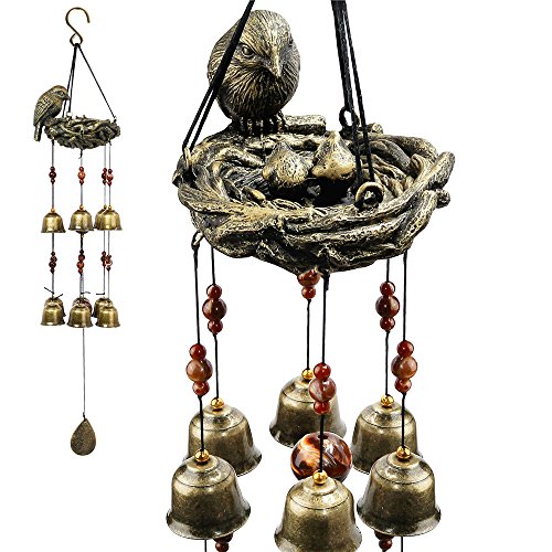 Monsiter Wind Chimes with Cooper Bells for Indoor and Outdoor Decoration - Bird Nest