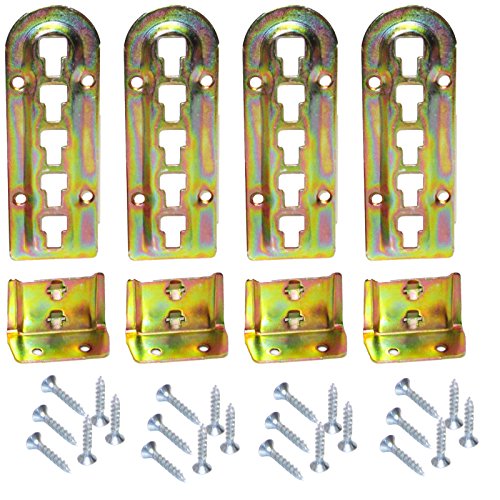 Preisvergleich Produktbild 4er Set SO-TECH® Bettverbinder Bettbeschlag Einhängebeschlag höhenverstellbar für Mittelbalken- und Lattenrostauflage Stahl gelb chromatiert Höhe: 140 mm