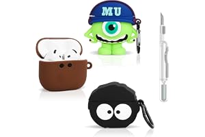 (3 Förpackning) Fodral för AirPods 4 Trådlösa med Rengörings Penna Utrustning, XMBYGY Silikon Söt Tecknad Laddning Fall Stött