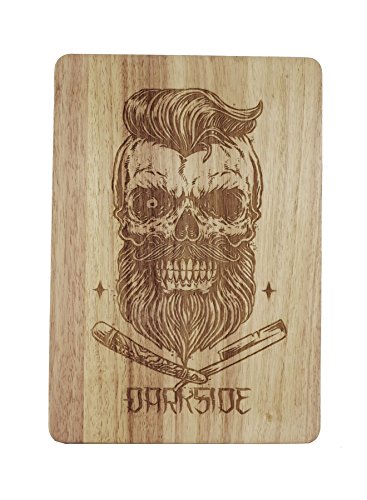 Bearded Skull echtes Darkside Gravur Holz Servierbrett Schneidebrett Large 35x24x1.5cm braun - 2
