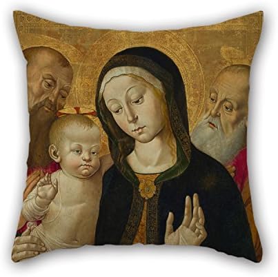 Pillow Case 20 X 20 Inches/50 By 50 Cm Oil Painting Bernardino Fungai (Italian (Sienese) - Madonna And Child With Two Hermit Saints Cushion Cases Both Sides Is Fit For Wife Husband Dinning Room