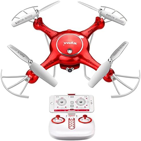 WiFi FPV Drone with Camera - SYMA X5UW 720P HD Camera FPV Real-time Wifi Gravity Control RC RTF Quadcopter with Altitude Hold, Headless Mode, Flight Plan, 360 Rolls(Red)