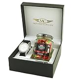 Wendy's Candies - Geschenksets Handgefertigt Süßigkeiten 'Humbugs' der englischen Spezialität - klassische Süßwaren revisited in diesem Rhubarb Gin Cocktail - mit einer Frauenuhr und Kugelschreiber - ref RG101B