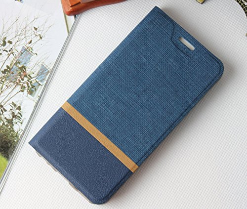 Lively Life Motorola Moto G5 hülle – Premium Luxuriös PU lederhülle[Vollständigen Schutz] [Kreditkartenfach] Folio Flip Tasche Schutzhülle im Denim Pattern für Lenovo Moto G5(Denim-Blue) - 5