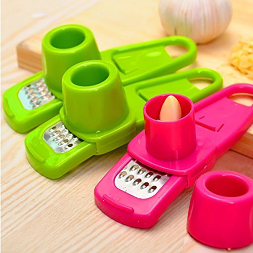 Der Wolf Moon® Knoblauch Cube Chopper Schneide Hand Presser Knoblauch Grinder Crusher und Magic Silikon Knoblauch Schäler Set - 2