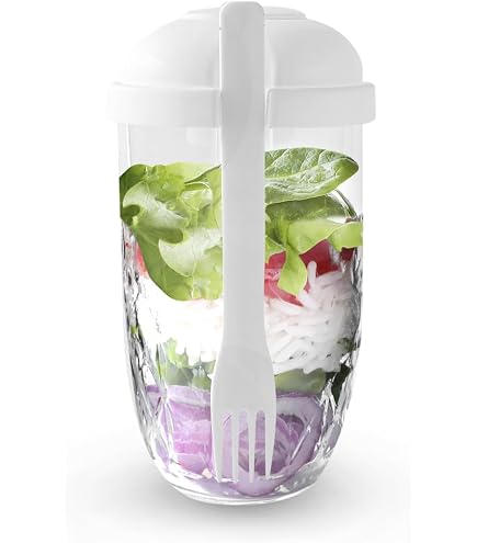 Barattolo Per Insalata 700 Ml Con Apertura Laterale E Scomparto Per Salsa – Antiperdite, Portatile