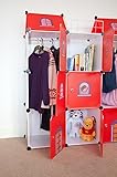 Kinder-Schloß Kinder kleiderschrank Spielzeug Kästen Bücherregal Organisator rote Schloss-Würfel 11 Flur Schrank Badschrank Hoch Regal Garderoben mit 3 Kleiderstange - 4