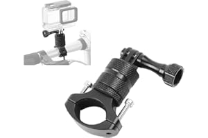Hensych Uchwyt rowerowy ze stopu aluminium, zacisk rowerowy, uchwyt na kierownicę motocykla, obrót o 360 stopni, metalowy uchwyt rowerowy do kamery sportowej Go-pro Hero 8/7/6/5/4/3/Xiaoyi, czarny