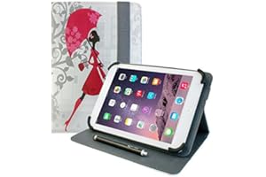 Emartbuy Universal 7-8.8 Inch Elegant Lady Multi Angle Folio Wallet Case Cover With Card Slots and Stylus Pen Compatible With Selected Devices Listed Below