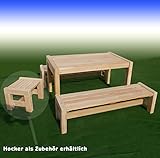 Kindersitzgruppe Sarina mit Tisch 2x Bank aus Holz massiv Lärche Kindermöbel in Premiumqualität - 2