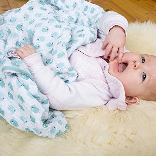 Emma & Noah Baby Kuscheldecke, extra weich und flauschig, 100% Baumwolle, Größe 120 x 120 cm, ideal als Babydecke, Einschlagdecke, Schmusetuch, Kinderwagendecke - 5