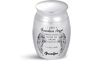 MiniJewelry Mini Cremation Urn for Grandpa Ashes Sepulchral Cinerary Funeral Keepsake Memorial Holder PaPa Men Family Guardian Angel Watching Over Me from Heaven
