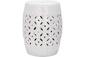 SAFAVIEH Modern Ceramic Garden Stool, in White, 35 X 35 X 45