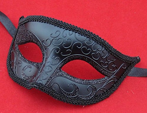 Herren Schwarz Venezianische Maskerade Karneval Partei Augenmaske Maske - 3
