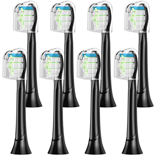 ITECHNIK Testine di Ricambio per Philips Sonicare DiamondClean Black HX6064 Spazzolino da Denti,Compatibile DiamondClean,EasyClean,FlexCare,HealthyWhite, 8 Pzs