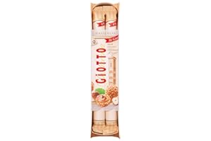 ‎FERRERO GiOTTO – Haselnuss-Gebäckspezialität nach original italienischem Rezept – Waffelhülle, Milch-Haselnuss-Creme-Füllung und Ummantelung aus Haselnuss-Stückchen – 4 Stangen à 38,7 g
