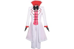 MOYGOR Lucifer Morningstar Cosplay Costume Hazbin Hotel Costume Vempire White Uniform Set Halloween Carnival Suit for Unisex Adult