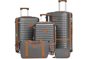 Joyway Set de Valises, 5 Pièces Valise de Voyage, Bagages Cabine à Grand Espace, roulettes à 360°, Serrure TSA et Compartiments Intérieurs, Incluant 1 Sac à Bandoulière et 1 Sac