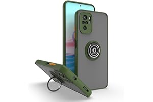 ILING Funda para Xiaomi Redmi Note 10 Pro, Ultra Delgado Mate Translúcido Antigolpes Dura PC Carcasa, Suave Silicona TPU Bumper Estuche con Anillo de Soporte (Ejercito Verde)