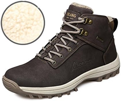 Men winter outdoor waterproof Non-slip High rise lace-up traveling trekking hiking climbing shoes/ snow boots , brown , UK 8.5 / EU 42.5