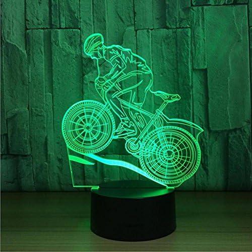 DENGS 3D Effect Illusion Lamps Bluetooth Speaker Bike Shape LED Night Lights USB 5 Colors Desk Lamp for Gifts , Picture color