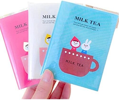 Frimateland Pack of 4 Pcs Mini Candy Color Milk Tea Print Portable Record Book Writing Journal Travel Diary Notebook Gift for Students Children, Style May Vary