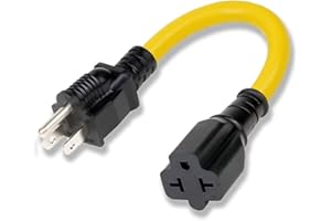 WNALDC 12AWG Heavy Duty Extender AC Plug Adapter [4-in-1], 15 Amp Household to 20 Amp T Blade Power Extension Cord, 1FT/32CM 12AWG Nema 5-15P to 5-20R/6-15R/ 6-20R, 15A 125V to 20A 250V Adapter Cable