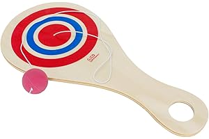 ‎GICO GICO Paddle Ball Set Retro, Fangspiel aus Holz Natur, der Freizeitspaß für Garten und Strand - 3267