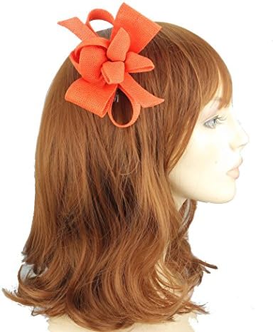 Quality Orange Woven Flower and Loop Bow Hair Fascinator - Sprung Clip - Fabulana