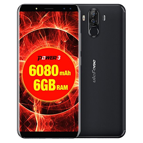 Ulefone Power 3Â Android 8.1Â sbloccato smartphone 6Â Gb + GB doppia fotocamera posteriore + Dual fotocamere anteriore 6080Â mAh batteria grande viso + identificazione delle impronte digitali 15,2Â cm MTK6763Â Octa-Core fino a 2.0Â GHz con rete 4Â G, OTG, Dual SIM
