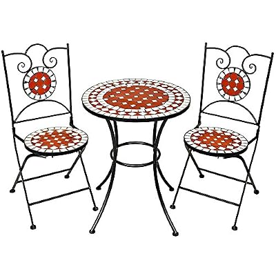 TecTake Mobilier de jardin mosaïque table et chaises meuble bistrot bar terrasse balcon
