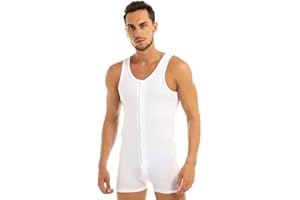 IEFIEL Body Manga Corta Para Hombre Body Algodón Cómodo Mono Ajustado de Ropa de Dormir Camiseta de Ropa Interior Tallla M-4XL