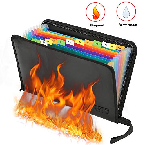Sac à Documents Ignifuge, Sac de Document Résistante à l'eau et au Feu, Sac d'argent Ignifuge Silicone Non-Itchy pour Argent, iPad, Contrat, Factures, Passeport et Objets de Valeur (Coloré)