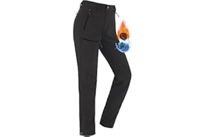 Vzteek Damen-Softshellhose-Thermohose-Wanderhose-Skihose-Wasserdicht-Winter-Warm-Gefüttert Regenhose Trekkinghose Kletterhose Outdoor Hosen für Damen 4 Reißverschlusstaschen