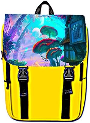 Custom Mushroom Psychedelic Casual Shoulders Backpack Oxford Fabric,10.6"(L) X 5.1"(W) X 13.4"(H) Inches for Men and Women,Suit for: Packing Books, Mobile Phone, Wallet, Folders, Food, Laptop and iPad