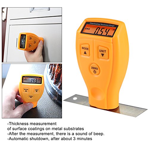 Liqoo Thickness Gauges Meter Handheld Schichtdickenmessgerät Dickenmesser Dickenmessgerät mit LCD Anzeige integrierte Messsonde Kabellos 0-1.80mm / 0-71.0mil Batterien inkl. - 2