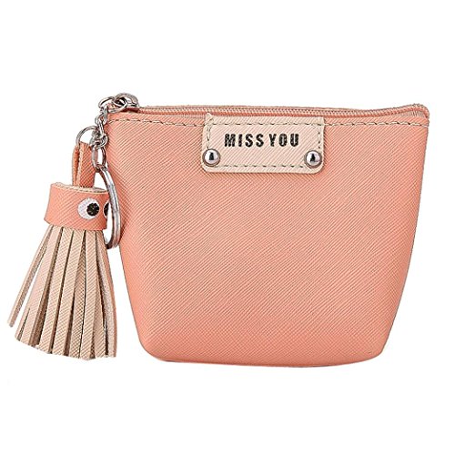 Preisvergleich Produktbild Longra Reißverschluss Damen Kurz Geldbörse PU Leder Geldbeutel Frauen Mädchen Klein Portemonnaie Handtaschen Portmonee um Münze Brieftasche (Watermelon)