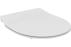 Ideal Standard Tirso Tapa WC, forma ovalada universal, Asiento con cierre amortiguado y opción de liberación rápida, antibacteriano, duroplástico resistente – Blanco (365x425x50 mm)