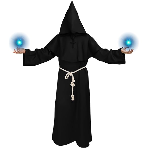 Costume Da Sacerdote Medievale Per Uomo – Tunica Monaco Con Cintura, In Poliestere, Per Cosplay, Halloween, Carnevale E Recite