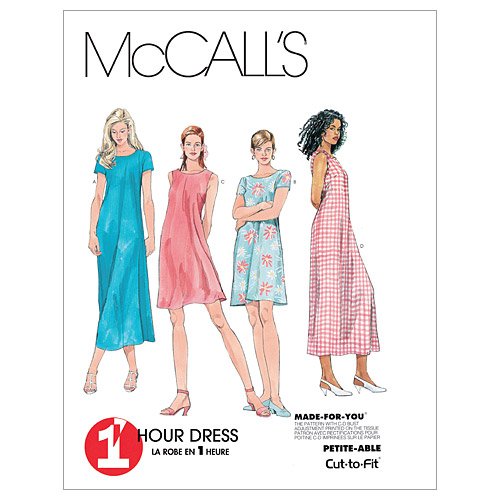 McCall's Patterns M6102 - Cartamodello per cucire abiti da donna, realizzabili in 2 lunghezze diverse, confezione da 1, colore: bianco