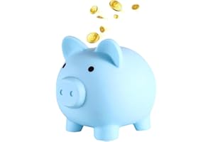 FANXIYA Monedas de Caja de Dinero Bonita Hucha de plástico en Forma de Cerdito Hucha de Cerdo Alcancía Pequeñ (Azul)