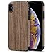 Produktbild DOKJ Kompatibel mit iPhone XS Max Hülle, hölzerne Rutschfeste weiche TPU-Silikon-Gehäuse, Holzkorn langlebigen iPhone XS Max Telefongehäuse, drahtlose Lade-Hilfsmittel,blackpurple